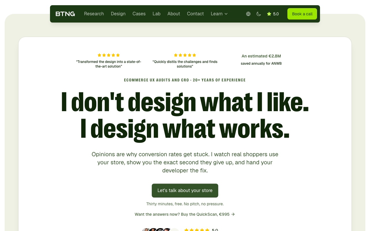 The BTNG.studio website