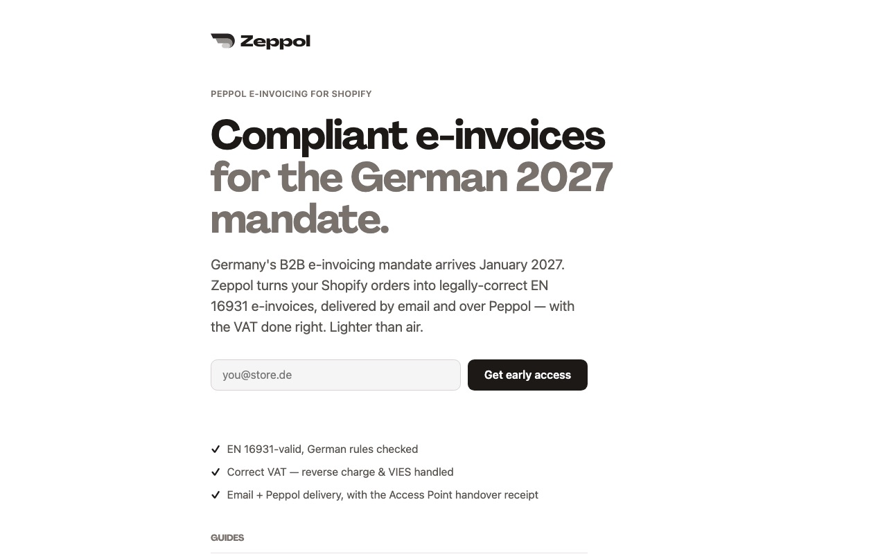 The Zeppol website